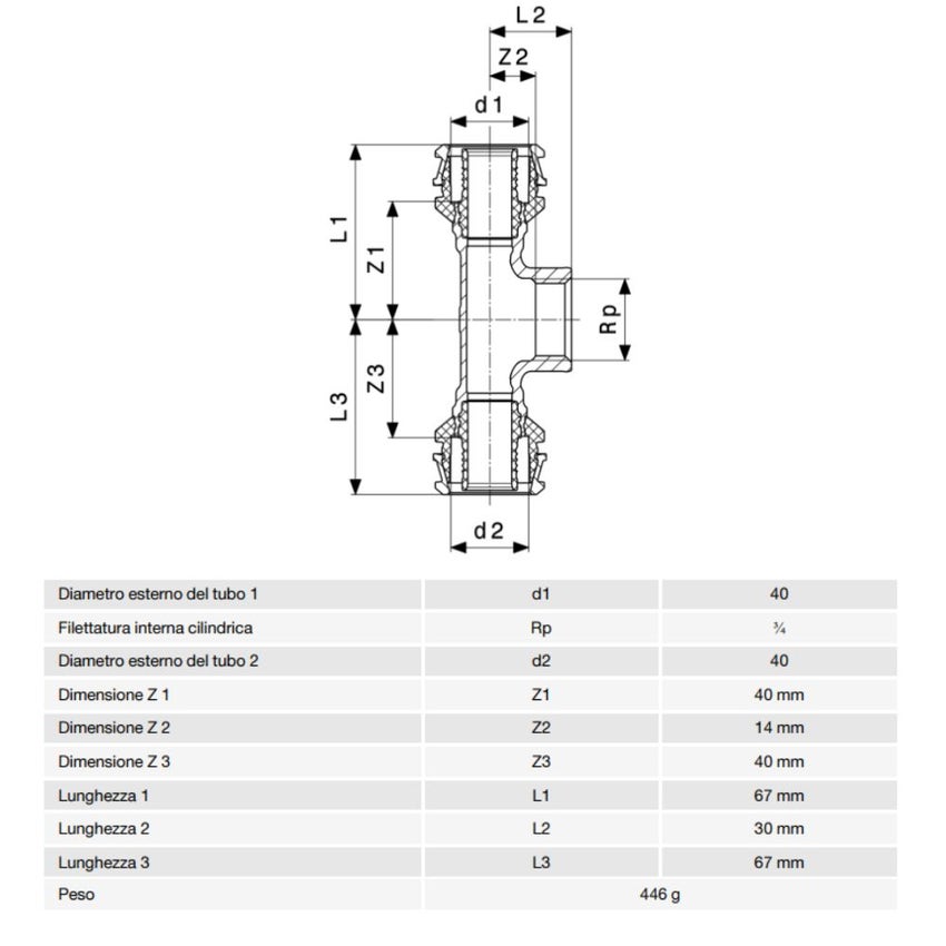 Immagine di Viega RAXOFIX raccordo a T Ø 40 x 3/4" bronzo al silicio con sc-contur  647193