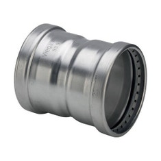 Immagine di Viega SANPRESS INOX XL manicotto con battente di Ø 64, di inox lucido con sc-contur (acqua) 578084