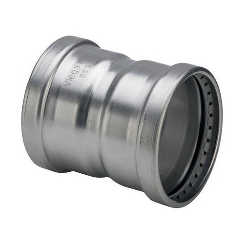 Immagine di Viega SANPRESS INOX XL manicotto con battente di Ø 64, di inox lucido con sc-contur (acqua) 578084