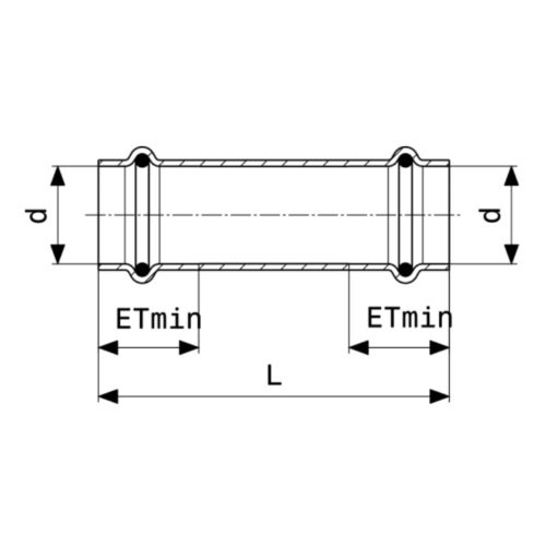 Immagine di Viega SANPRESS INOX manicotto scorrevole di Ø 15, di inox lucido con sc-contur (acqua) 436377