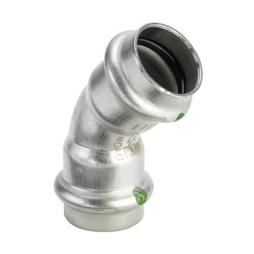 Immagine di Viega SANPRESS INOX curva a 45° di Ø 15, di acciaio inox lucido con sc-contur (acqua) 435776