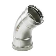 Immagine di Viega SANPRESS INOX XL curva a 45° di Ø 64, di acciaio inox lucido con sc-contur (acqua) 578008