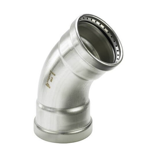 Immagine di Viega SANPRESS INOX XL curva a 45° di Ø 64, di acciaio inox lucido con sc-contur (acqua) 578008