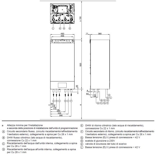 Immagine di Toshiba ESTIA BI-BLOC R290 sistema composto da pompa di calore Inverter 4 kW con unità idronica a parete con resistenza elettrica ausiliaria da 8 kW HWP-1601XWHT8W-E+HWP-401HW-E