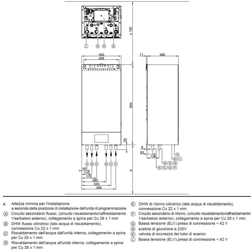 Immagine di Toshiba ESTIA BI-BLOC R290 sistema composto da pompa di calore Inverter 4 kW con unità idronica a parete con resistenza elettrica ausiliaria da 8 kW HWP-1601XWHT8W-E+HWP-401HW-E