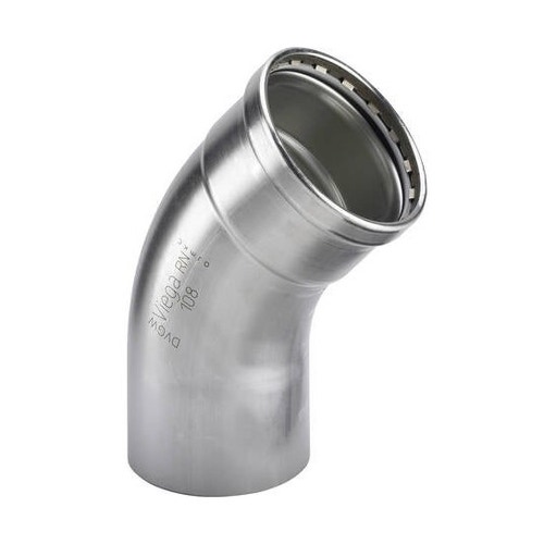 Immagine di Viega SANPRESS INOX XL curva a 45° di Ø 64, con filetto maschio, di acciaio inox lucido con sc-contur (acqua) 578015