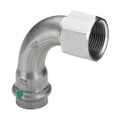 Immagine di Viega SANPRESS INOX curva a 90° di Ø 28 x 1", con filetto femmina Rp, di acciaio inox lucido con sc-contur (acqua) 437121