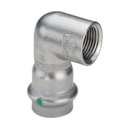 Immagine di Viega SANPRESS INOX gomito a 90° di Ø 15 x 1/2", di acciaio inox lucido con sc-contur (acqua) 436971