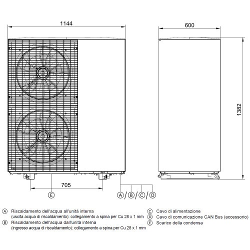 Immagine di Toshiba ESTIA BI-BLOC R290 sistema composto da pompa di calore Inverter 10 kW con unità idronica a parete con resistenza elettrica ausiliaria da 8 kW HWP-1601XWHT8W-E+HWP-1001HW-E