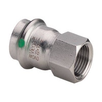 Immagine di Viega SANPRESS INOX manicotto di Ø 15 x 3/4", con filetto femmina, di acciaio inox lucido con sc-contur (acqua) 436582