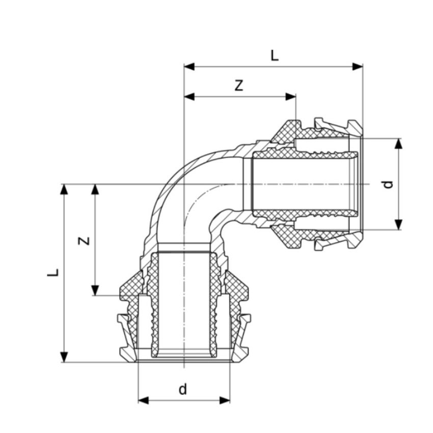 Immagine di Viega RAXOFIX curva a 45° Ø 40 bronzo al silicio lucido con sc-contur 647094