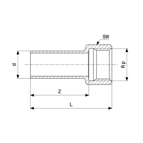 Immagine di Viega SANPRESS INOX raccordo a innesto di Ø 15 x 1/2", con filetto femmina, di acciaio inox lucido con sc-contur (acqua) 436797