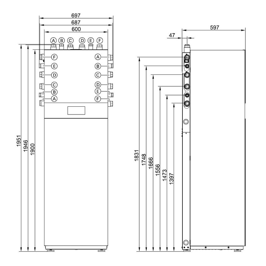 Immagine di Toshiba ESTIA BI-BLOC R290 Unità idronica All-In-One 190 litri, 1 zona, con resistenza elettrica ausiliaria da 8 kW, profilo di carico XL HWP-1601F19ST8W-E