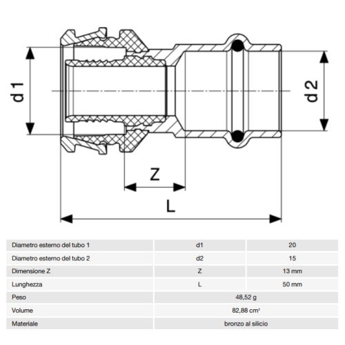 Immagine di Viega  RAXOFIX manicotto Ø 20 x 15, bronzo lucido con sc-contur 646721