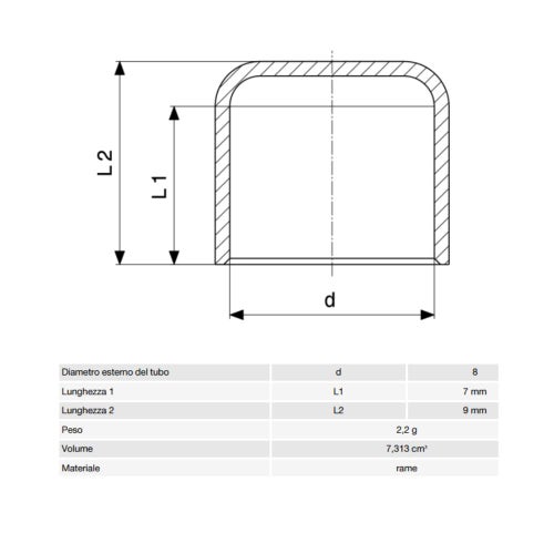 Immagine di Viega RACCORDI A SALDARE cappuccio di Ø 8, di rame lucido 121273