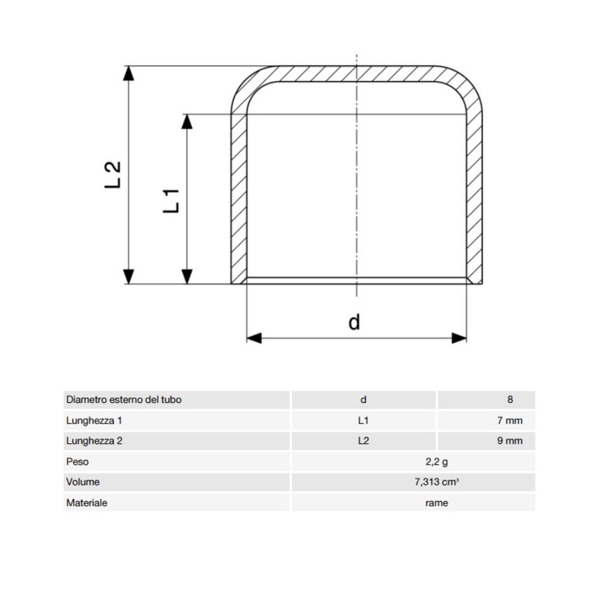 Immagine di Viega RACCORDI A SALDARE cappuccio di Ø 8, di rame lucido 121273