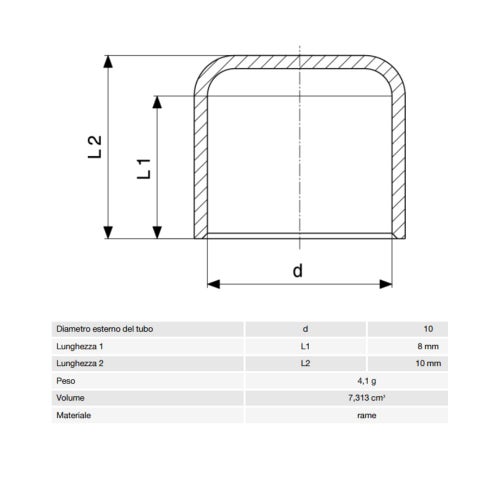 Immagine di Viega RACCORDI A SALDARE cappuccio di Ø 10, di rame lucido 108892