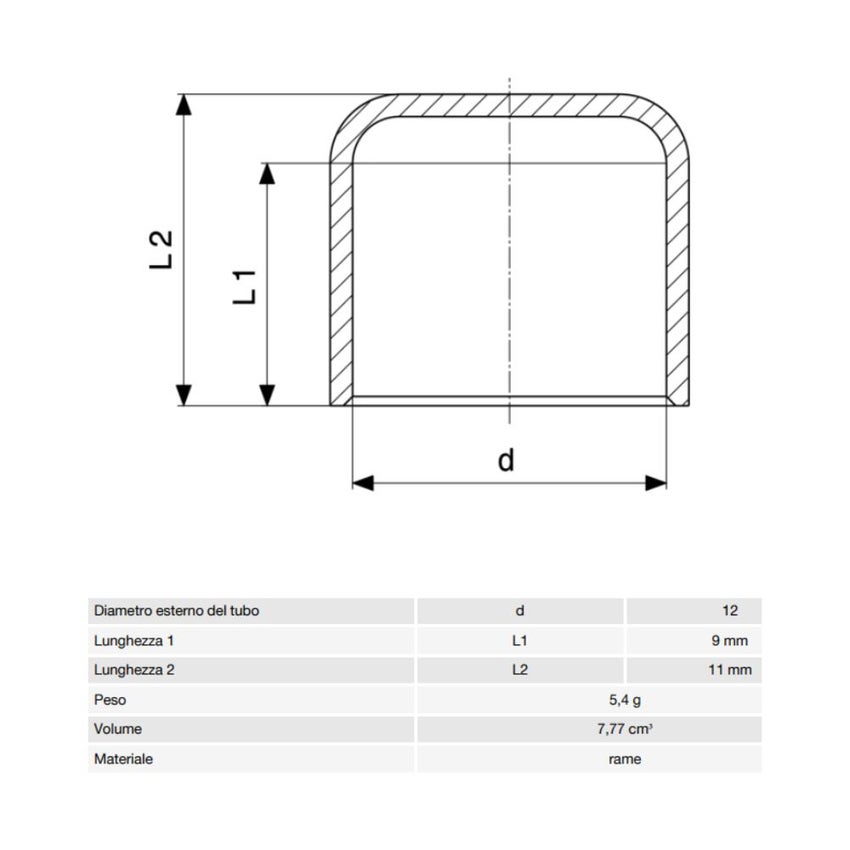 Immagine di Viega RACCORDI A SALDARE cappuccio di Ø 12, di rame lucido 104450