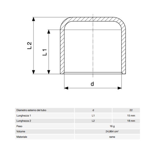 Immagine di Viega RACCORDI A SALDARE cappuccio di Ø 22, di rame lucido 102951