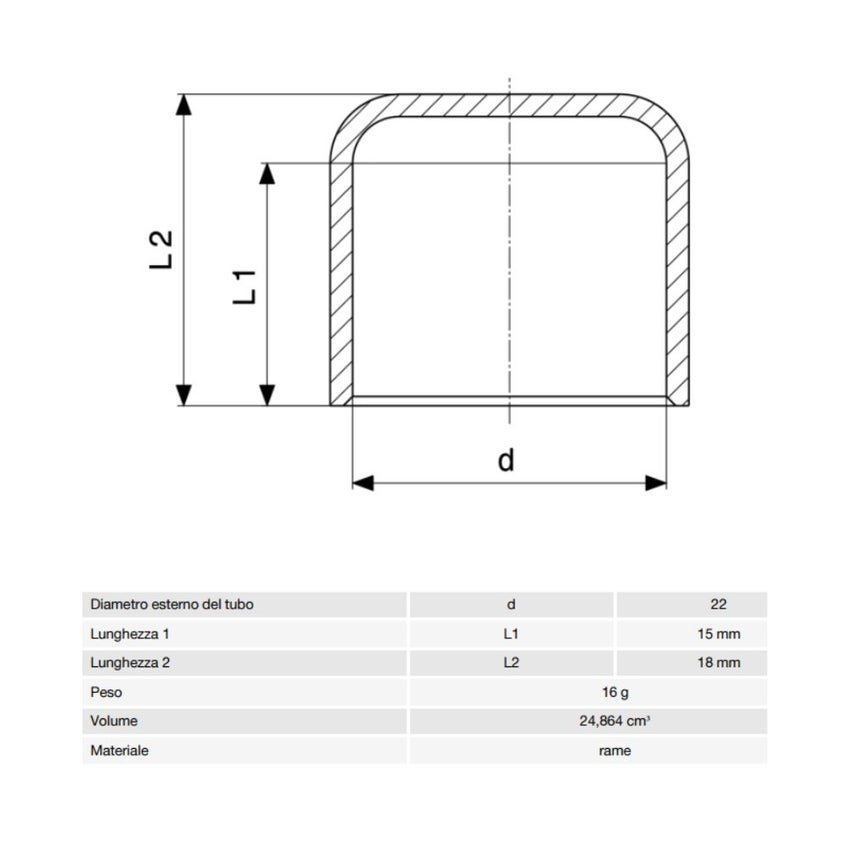 Immagine di Viega RACCORDI A SALDARE cappuccio di Ø 22, di rame lucido 102951