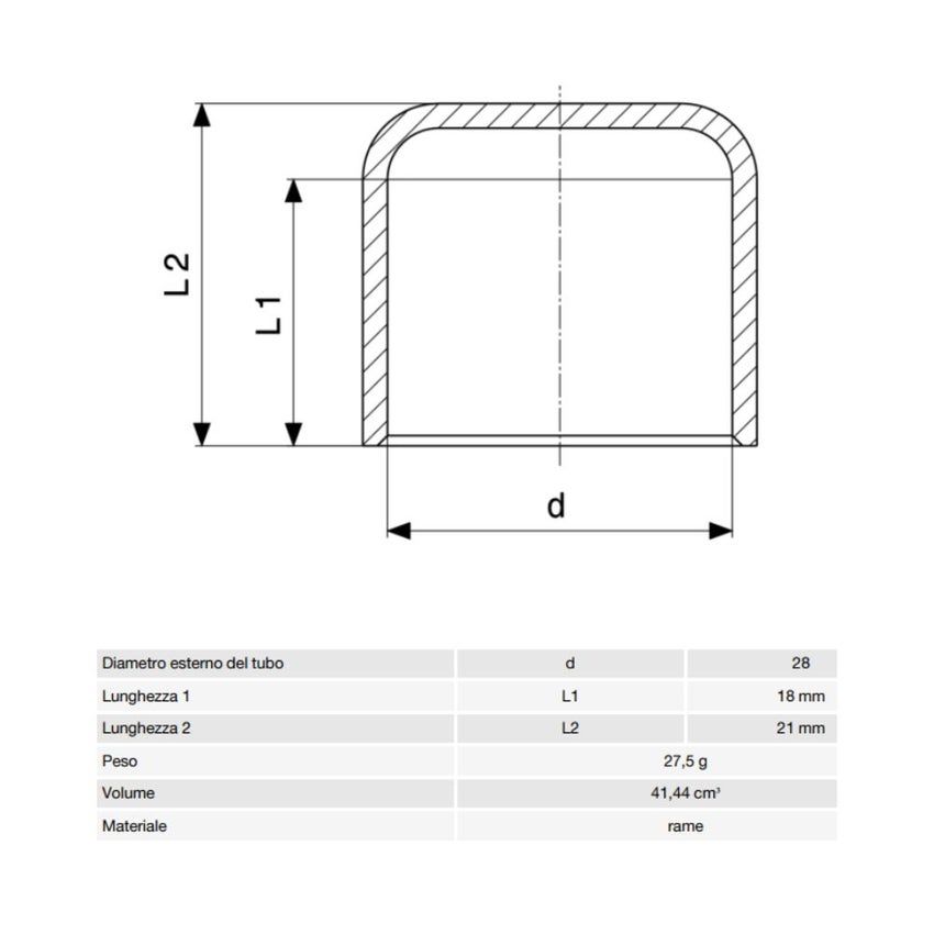 Immagine di Viega RACCORDI A SALDARE cappuccio di Ø 28, di rame lucido 105662