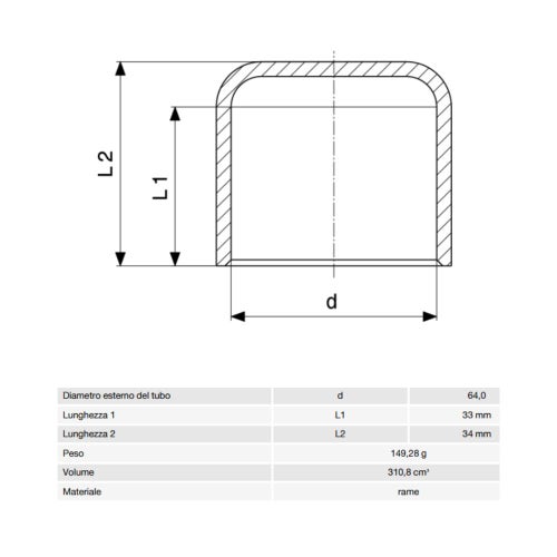 Immagine di Viega RACCORDI A SALDARE cappuccio di Ø 64, di rame lucido 594367