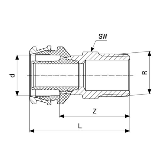 Immagine di Viega  RAXOFIX manicotto Ø 16 x 1/2" lucido con sc-contur 646288