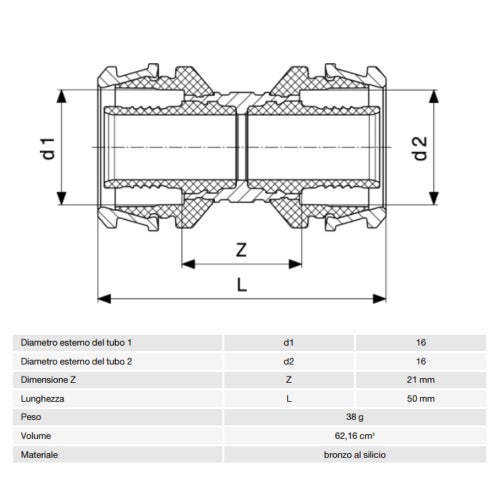Immagine di Viega RAXOFIX manicotto Ø 16 lucido con sc-contur 646806