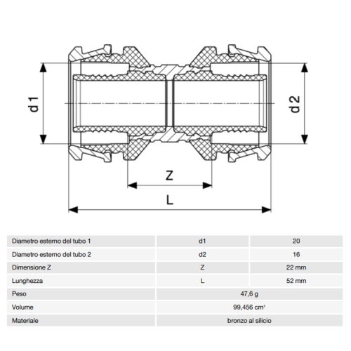 Immagine di Viega RAXOFIX manicotto Ø 20 x 16 lucido con sc-contur 646820