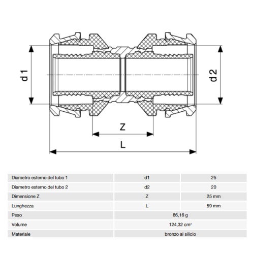 Immagine di Viega RAXOFIX manicotto Ø 25 x 20 lucido con sc-contur 646851
