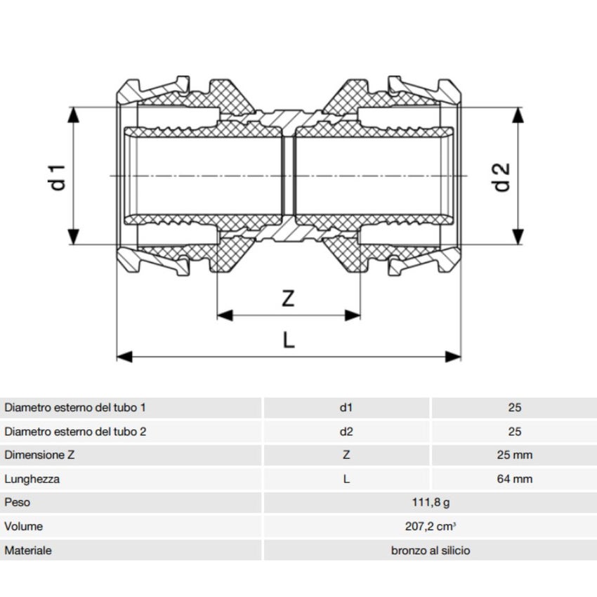 Immagine di Viega RAXOFIX manicotto Ø 25 lucido con sc-contur 646837