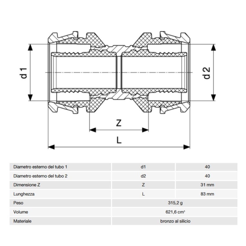Immagine di Viega RAXOFIX manicotto Ø 40 lucido con sc-contur 646899