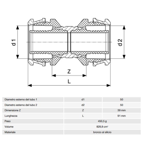 Immagine di Viega RAXOFIX manicotto Ø 50 lucido con sc-contur 646912