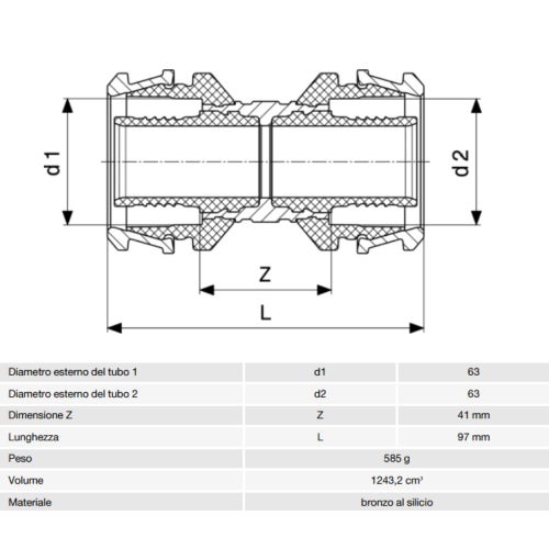 Immagine di Viega RAXOFIX manicotto Ø 63 lucido con sc-contur 646936