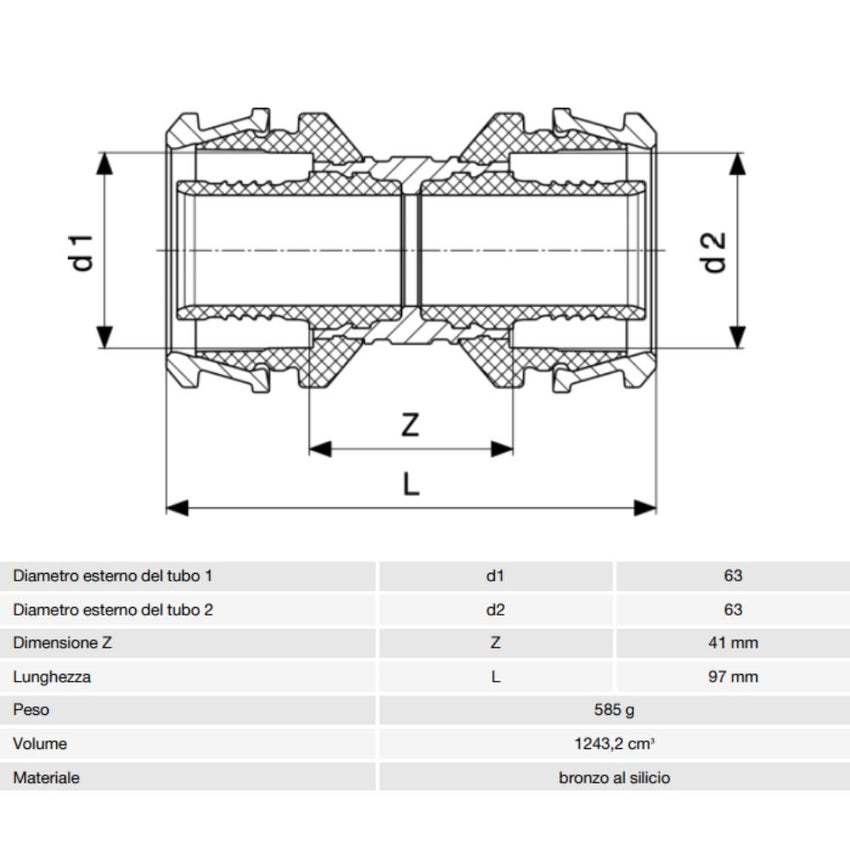 Immagine di Viega RAXOFIX manicotto Ø 63 lucido con sc-contur 646936