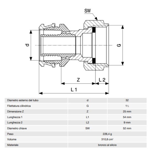 Immagine di Viega RAXOFIX bocchettone Ø 32 x 1 1/2" lucido con sc-contur 646493