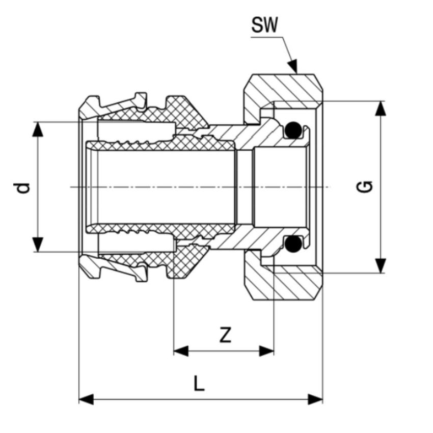 Immagine di Viega RAXOFIX bocchettone Ø 16 bronzo al silicio lucido con sc-contur 647865