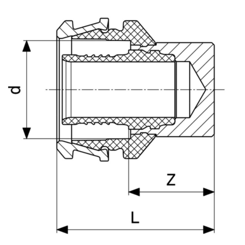 Immagine di Viega RAXOFIX tappo Ø 16 ottone lucido con sc-contur 648015