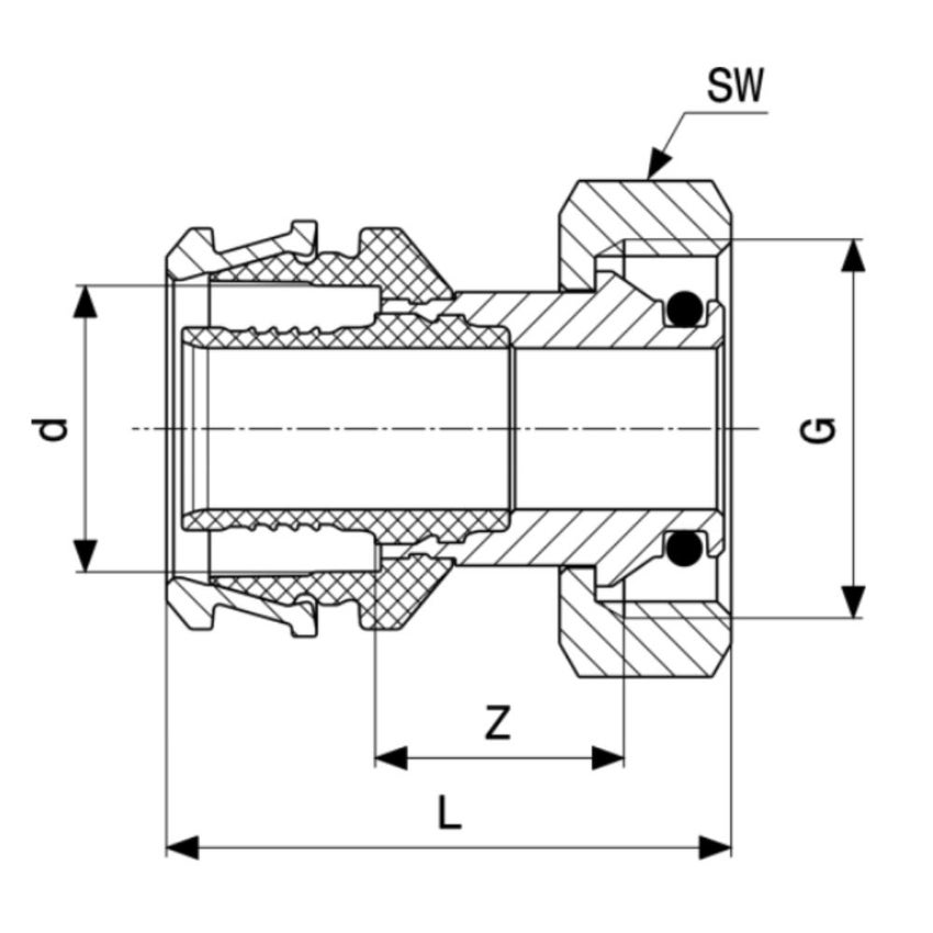 Immagine di Viega RAXOFIX bocchettone Ø 16 x 3/4" ottone lucido con sc-contur 647889