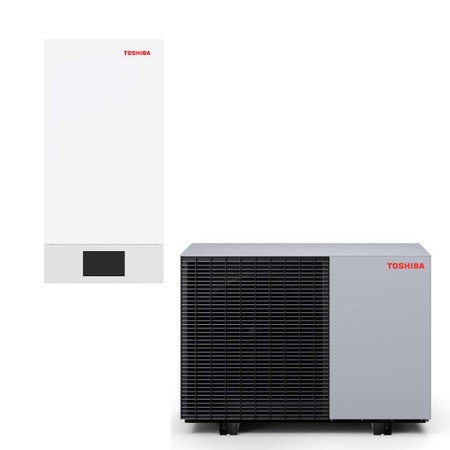 Immagine di Toshiba ESTIA BI-BLOC R290 sistema composto da pompa di calore Inverter 4 kW con unità idronica a parete con resistenza elettrica ausiliaria da 8 kW HWP-1601XWHT8W-E+HWP-401HW-E