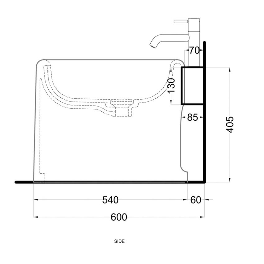 Immagine di Cielo ITACA mensola per wc e bidet in acciaio inox, con foro rubinetto, alloggio dispenser e portarotolo, versione destra, colore cemento finitura opaco ITMBWDXCM
