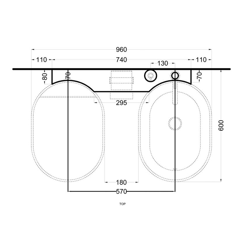 Immagine di Cielo ITACA mensola per wc e bidet in acciaio inox, con foro rubinetto, alloggio dispenser e portarotolo, versione destra, colore cemento finitura opaco ITMBWDXCM