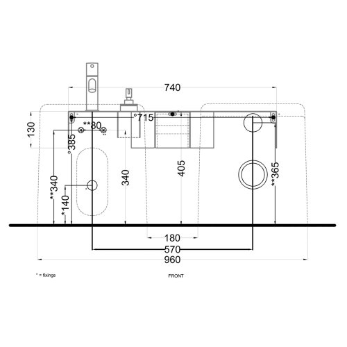 Immagine di Cielo ITACA mensola per wc e bidet in acciaio inox, con foro rubinetto, alloggio dispenser e portarotolo, versione sinistra, colore talpa ITMBWSXTP