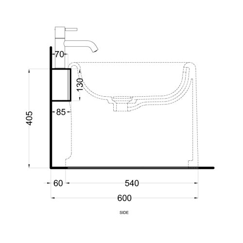 Immagine di Cielo ITACA mensola per wc e bidet in acciaio inox, con foro rubinetto, alloggio dispenser e portarotolo, versione sinistra, colore talpa ITMBWSXTP