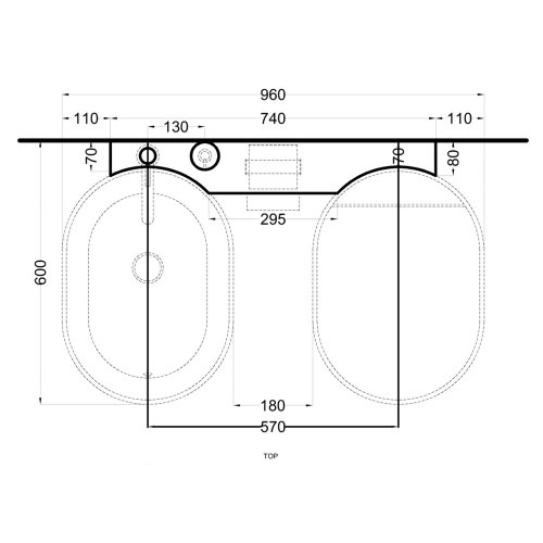 Immagine di Cielo ITACA mensola per wc e bidet in acciaio inox, con foro rubinetto, alloggio dispenser e portarotolo, versione sinistra, colore talpa ITMBWSXTP
