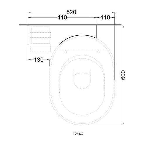 Immagine di Cielo ITACA mensola per wc a terra in acciaio inox, alloggio portarotolo, versione destra, colore cemento finitura opaco ITMWDXCM