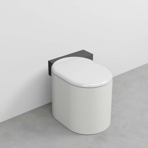 Immagine di Cielo ITACA mensola per wc a terra in acciaio inox, alloggio portarotolo, versione destra, colore cemento finitura opaco ITMWDXCM