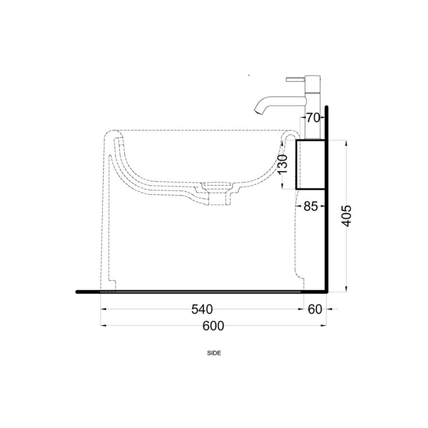 Immagine di Cielo ITACA mensola per bidet a terra in acciaio inox, con foro rubinetto e alloggio dispenser, versione destra, colore cemento finitura opaco ITMBDXCM