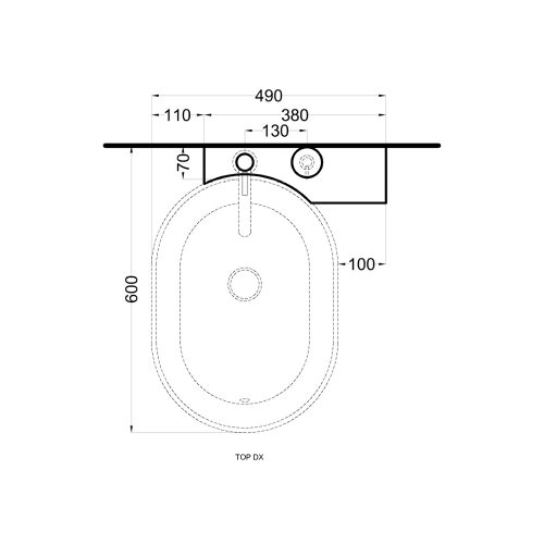 Immagine di Cielo ITACA mensola per bidet a terra in acciaio inox, con foro rubinetto e alloggio dispenser, versione destra, colore cemento finitura opaco ITMBDXCM