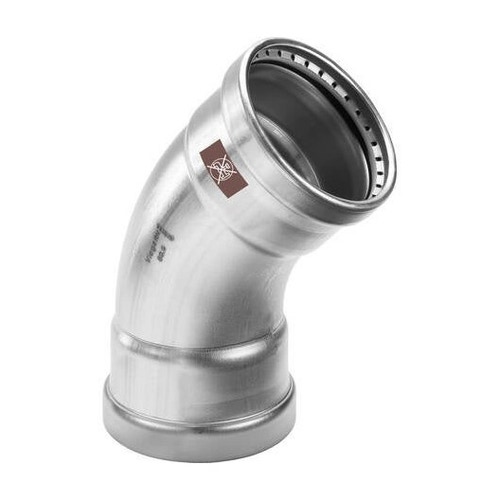 Immagine di Viega TEMPONOX XL curva a 45° Ø 76 acciaio inox lucido con sc-contur (riscaldamento e raffrescamento) 809928